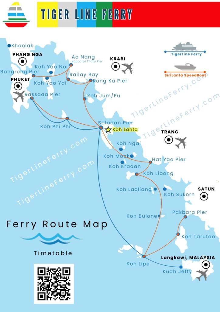 ferry map west coast thailand - ko lanta - koh lipe koh phi phi and more